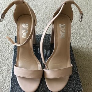 Nude block heels